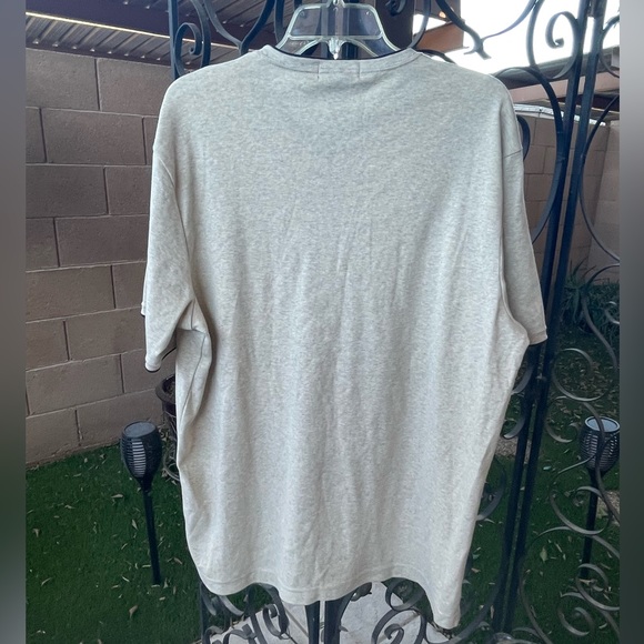 New Van Heusen V-neck Cotton Wrinkle Free Short Sleeve Oversized Oatmeal Top LG - Picture 4 of 16